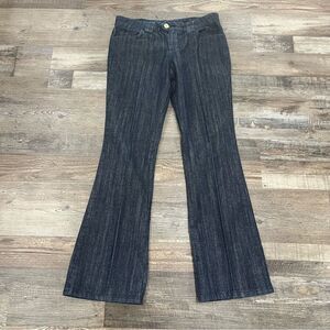 Vtg Dollhouse Y2K Dark Wash Gold Metallic Bootcut Jeans Sz 11 Pop Star Club Rave